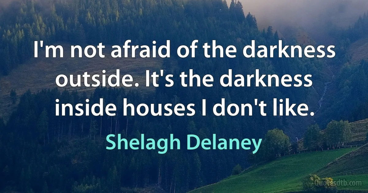 I'm not afraid of the darkness outside. It's the darkness inside houses I don't like. (Shelagh Delaney)