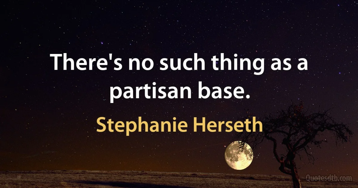 There's no such thing as a partisan base. (Stephanie Herseth)