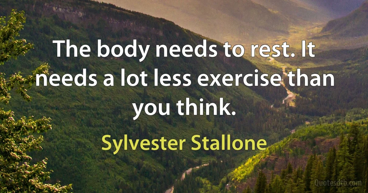 The body needs to rest. It needs a lot less exercise than you think. (Sylvester Stallone)