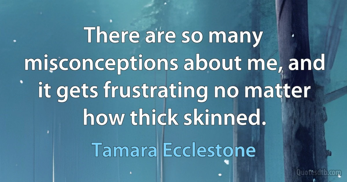 There are so many misconceptions about me, and it gets frustrating no matter how thick skinned. (Tamara Ecclestone)