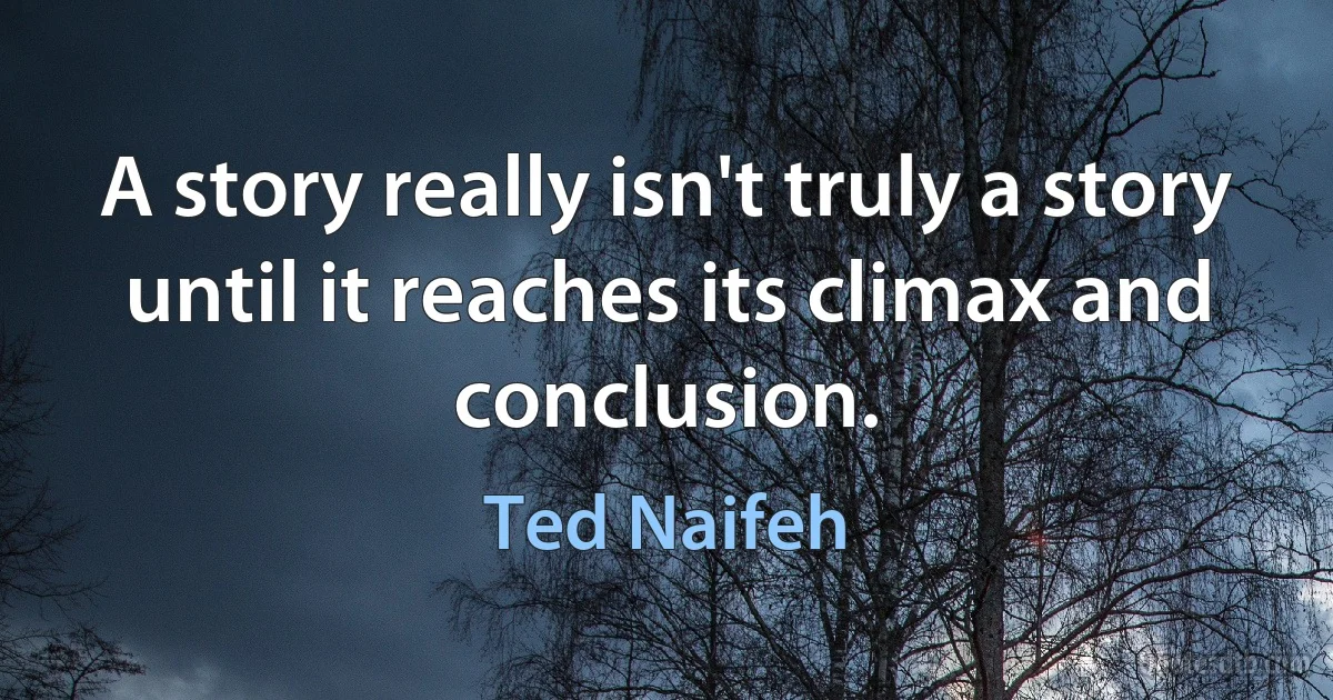 A story really isn't truly a story until it reaches its climax and conclusion. (Ted Naifeh)