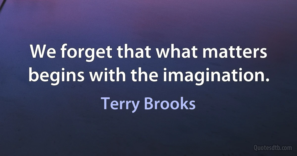 We forget that what matters begins with the imagination. (Terry Brooks)