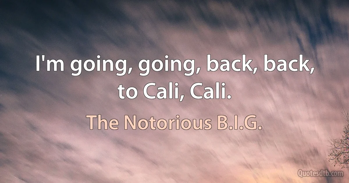 I'm going, going, back, back, to Cali, Cali. (The Notorious B.I.G.)