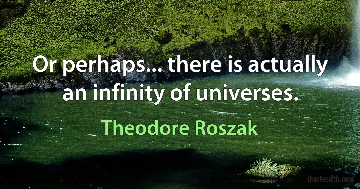 Or perhaps... there is actually an infinity of universes. (Theodore Roszak)