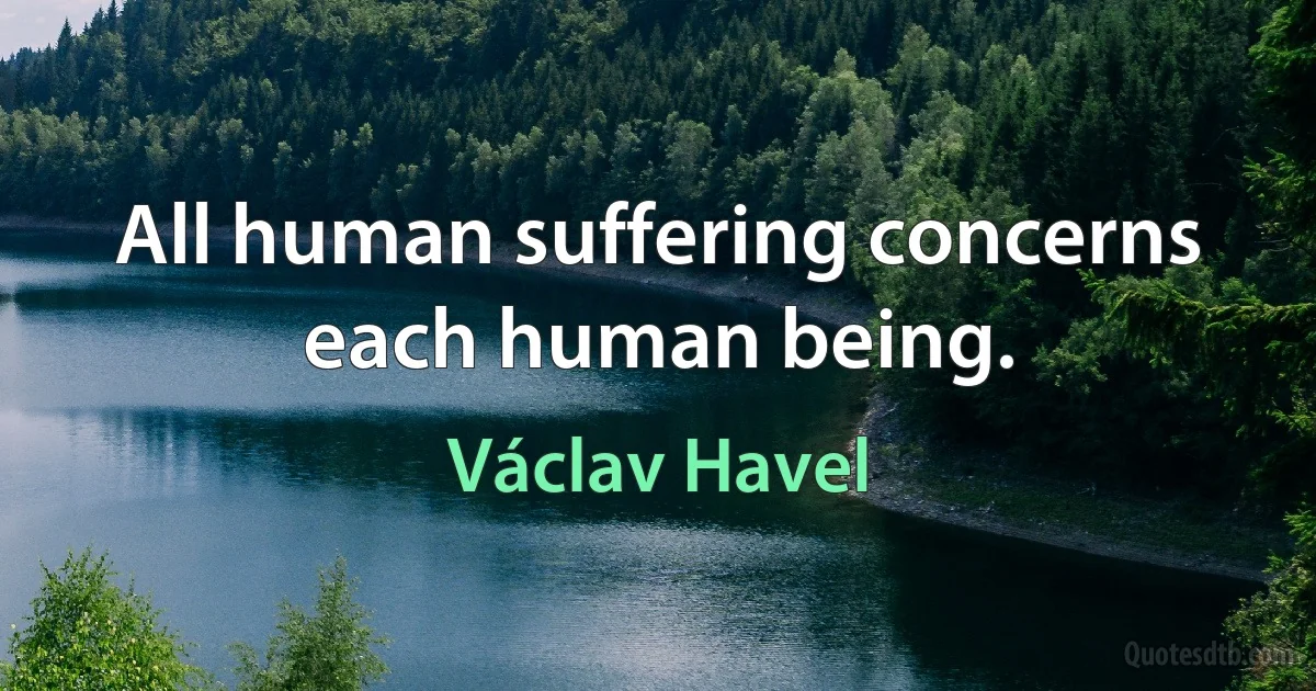 All human suffering concerns each human being. (Václav Havel)