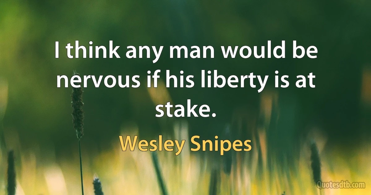 I think any man would be nervous if his liberty is at stake. (Wesley Snipes)