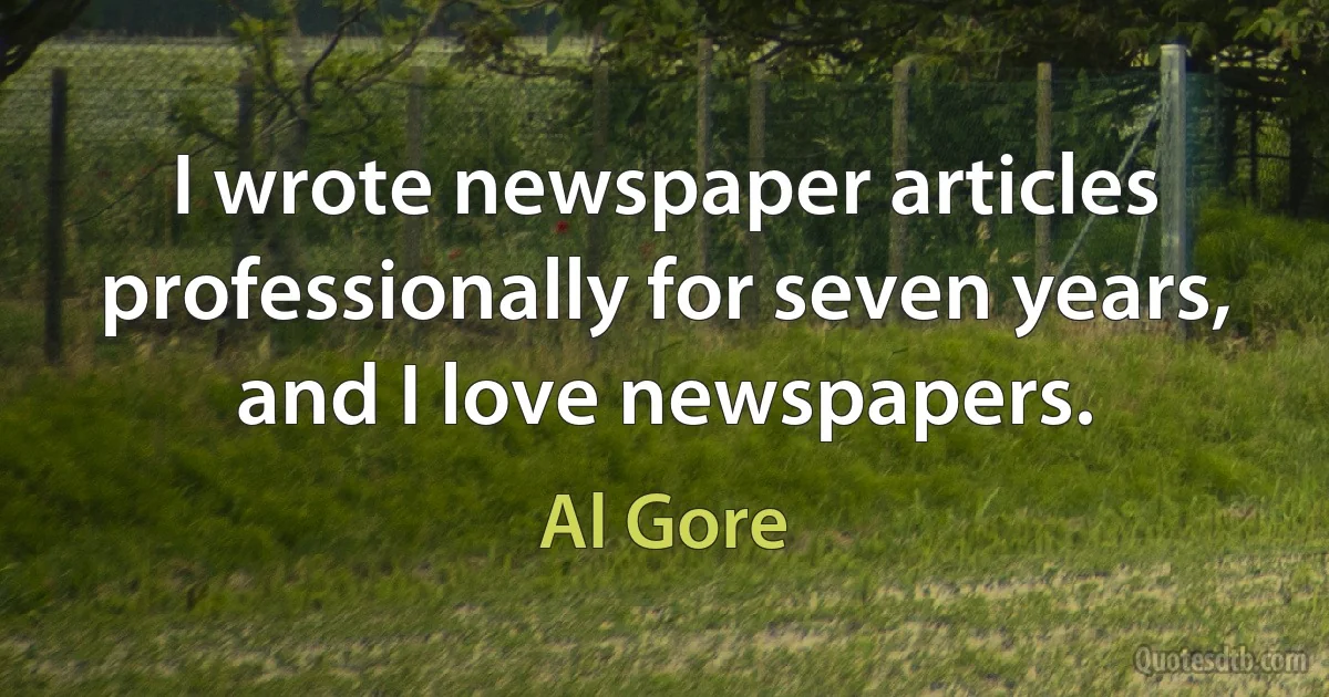 I wrote newspaper articles professionally for seven years, and I love newspapers. (Al Gore)