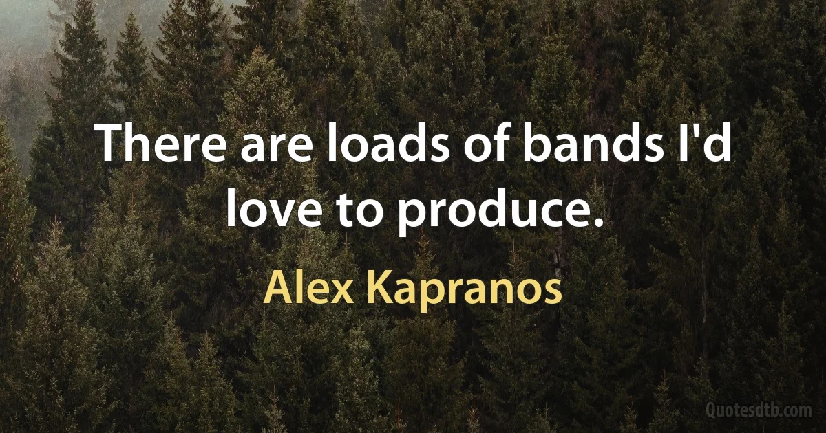 There are loads of bands I'd love to produce. (Alex Kapranos)