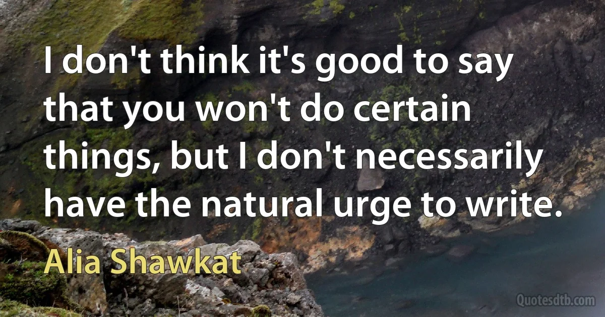 I don't think it's good to say that you won't do certain things, but I don't necessarily have the natural urge to write. (Alia Shawkat)