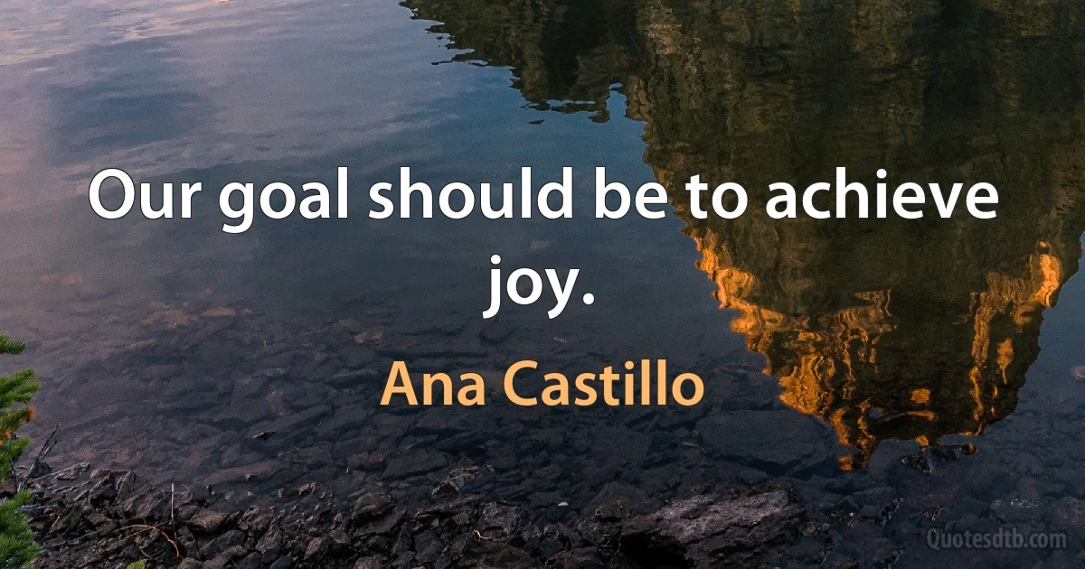 Our goal should be to achieve joy. (Ana Castillo)