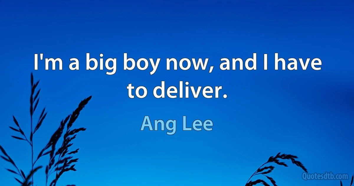 I'm a big boy now, and I have to deliver. (Ang Lee)