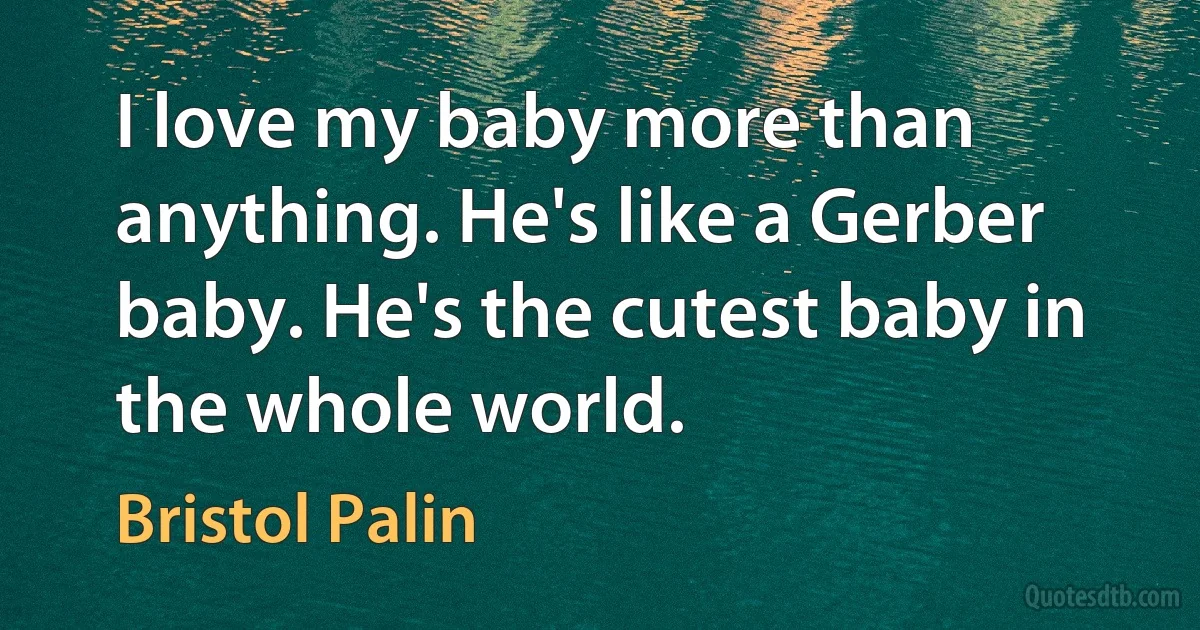 I love my baby more than anything. He's like a Gerber baby. He's the cutest baby in the whole world. (Bristol Palin)