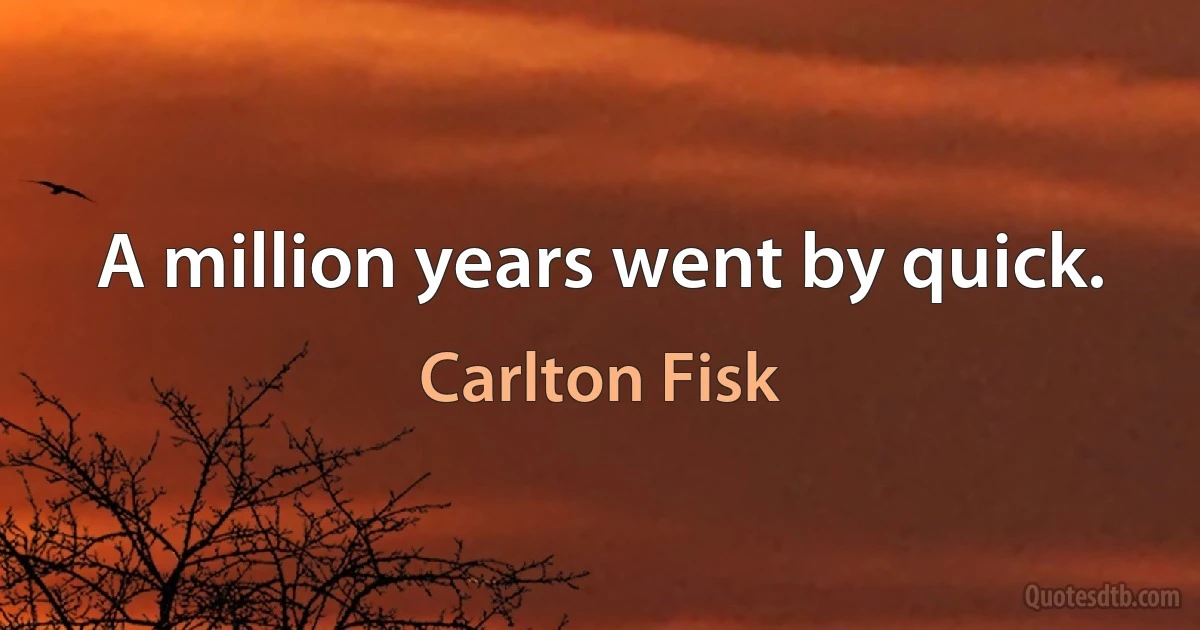 A million years went by quick. (Carlton Fisk)