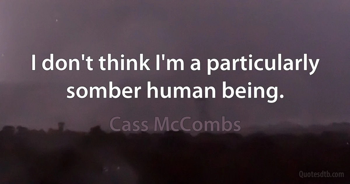 I don't think I'm a particularly somber human being. (Cass McCombs)