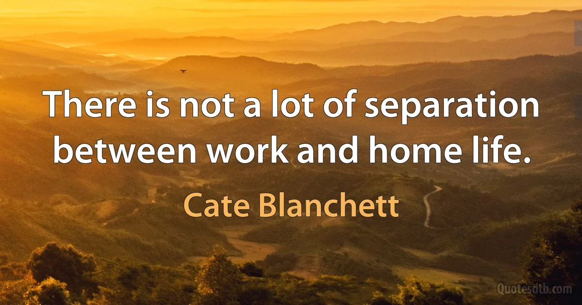 There is not a lot of separation between work and home life. (Cate Blanchett)