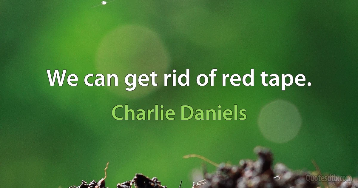 We can get rid of red tape. (Charlie Daniels)