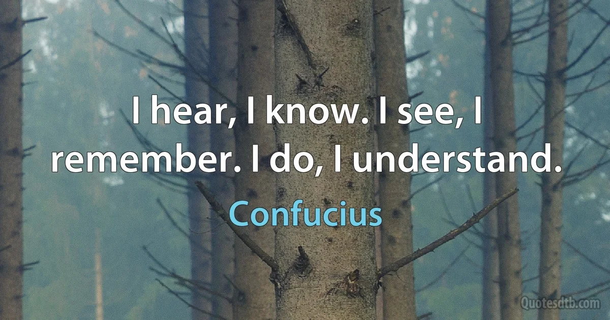 I hear, I know. I see, I remember. I do, I understand. (Confucius)