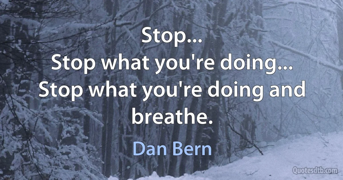 Stop...
Stop what you're doing...
Stop what you're doing and breathe. (Dan Bern)