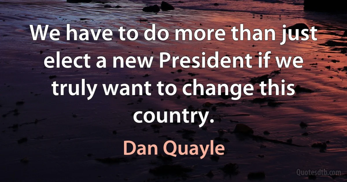 We have to do more than just elect a new President if we truly want to change this country. (Dan Quayle)