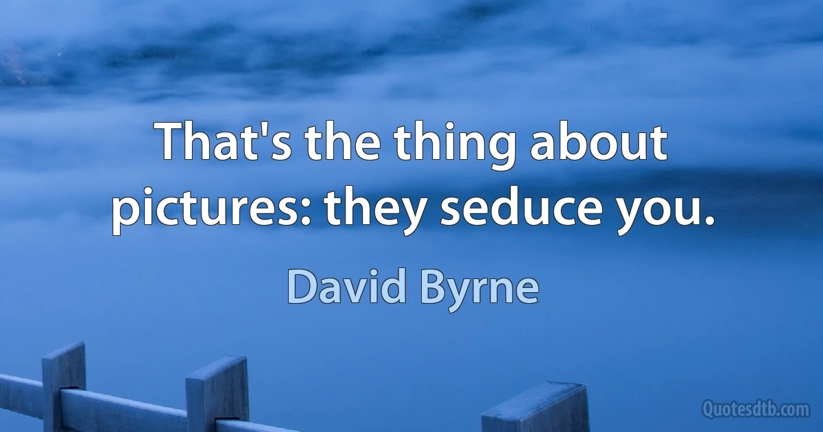 That's the thing about pictures: they seduce you. (David Byrne)