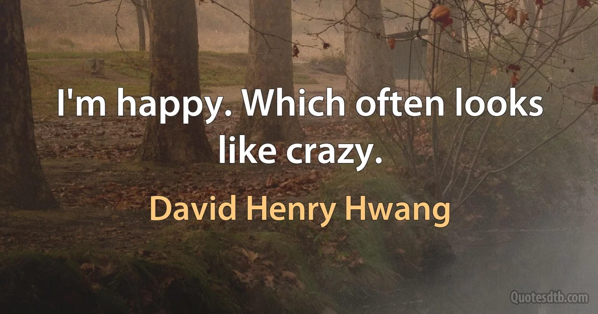 I'm happy. Which often looks like crazy. (David Henry Hwang)