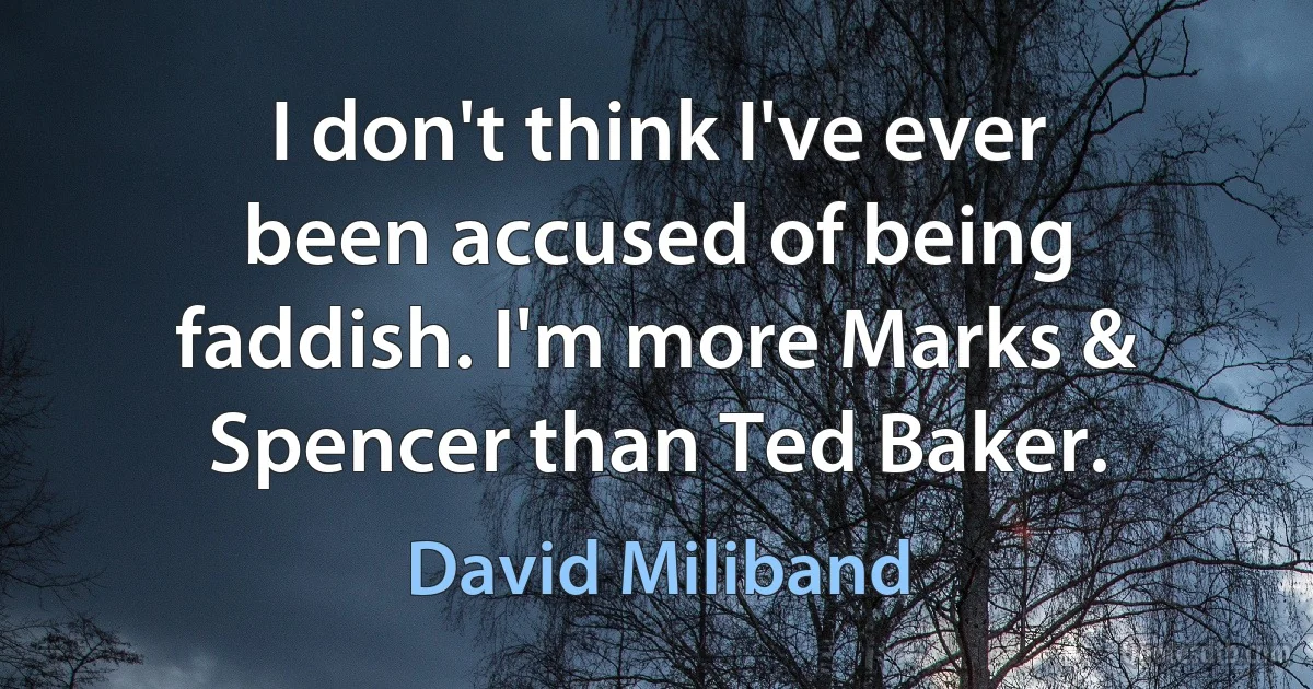 I don't think I've ever been accused of being faddish. I'm more Marks & Spencer than Ted Baker. (David Miliband)