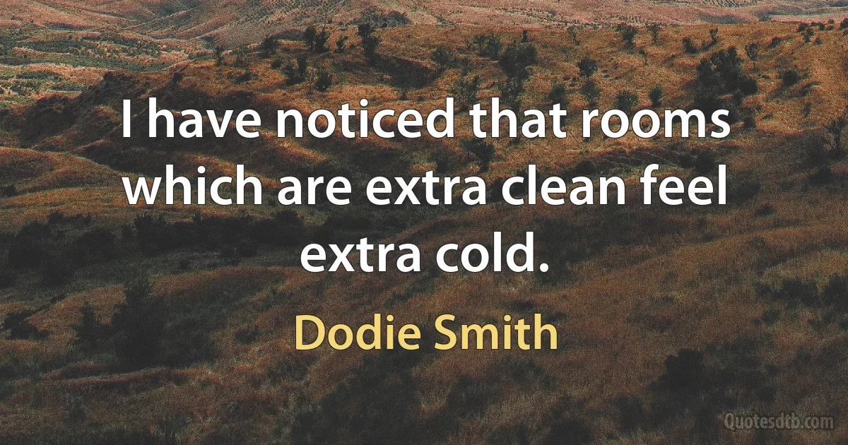 I have noticed that rooms which are extra clean feel extra cold. (Dodie Smith)