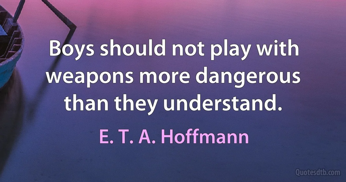 Boys should not play with weapons more dangerous than they understand. (E. T. A. Hoffmann)