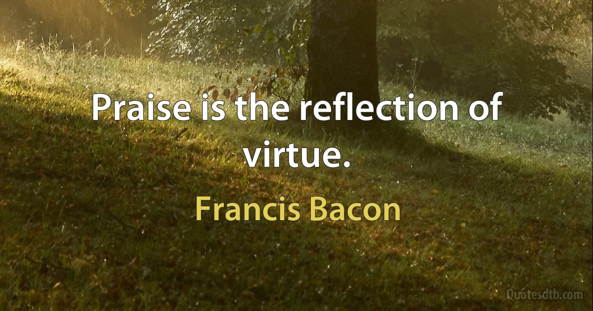 Praise is the reflection of virtue. (Francis Bacon)