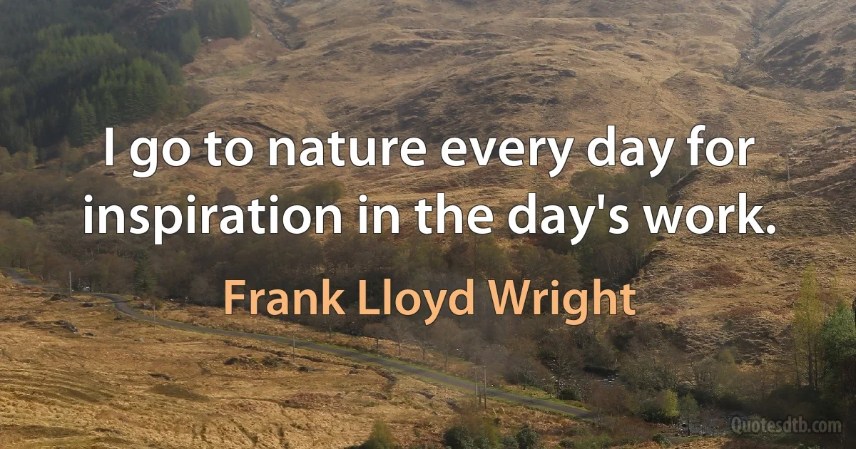 I go to nature every day for inspiration in the day's work. (Frank Lloyd Wright)