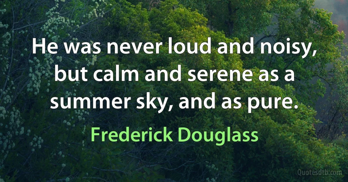 He was never loud and noisy, but calm and serene as a summer sky, and as pure. (Frederick Douglass)