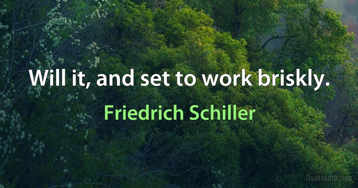 Will it, and set to work briskly. (Friedrich Schiller)