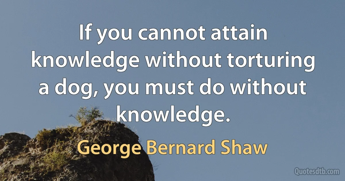 If you cannot attain knowledge without torturing a dog, you must do without knowledge. (George Bernard Shaw)