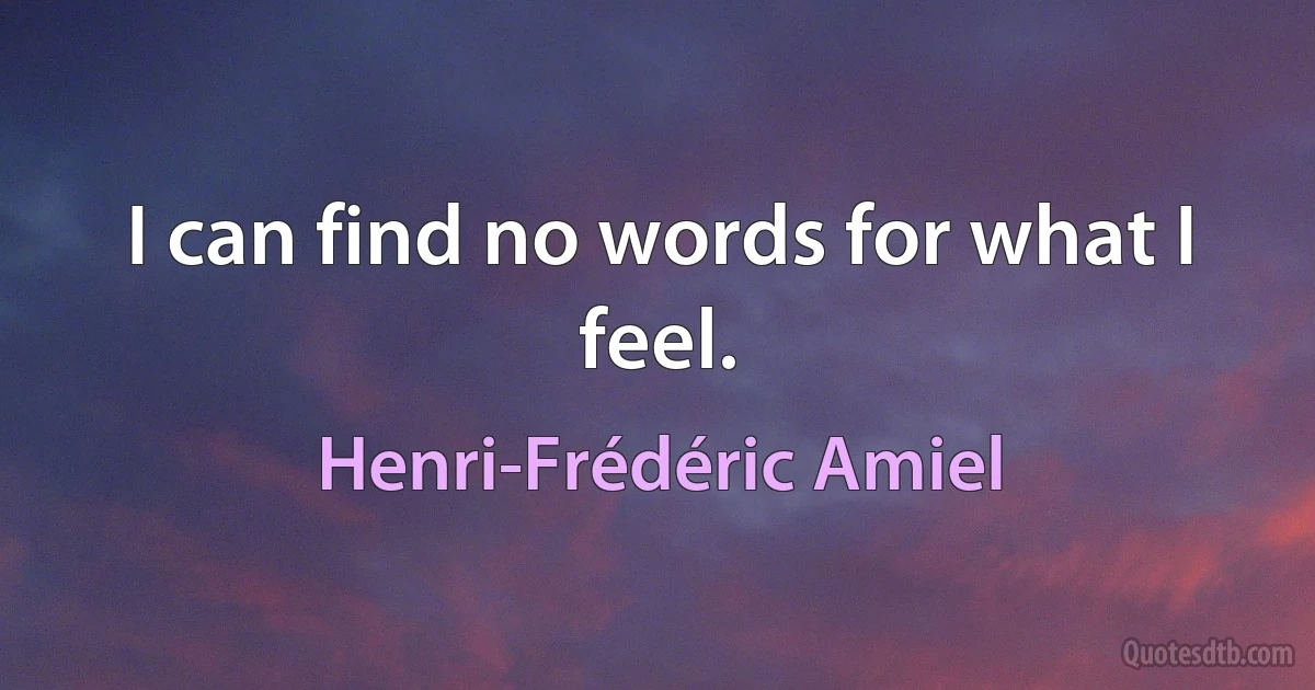 I can find no words for what I feel. (Henri-Frédéric Amiel)