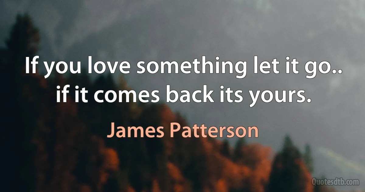 If you love something let it go.. if it comes back its yours. (James Patterson)