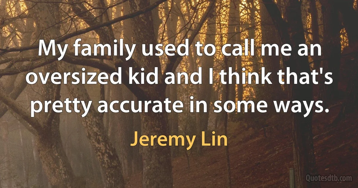 My family used to call me an oversized kid and I think that's pretty accurate in some ways. (Jeremy Lin)