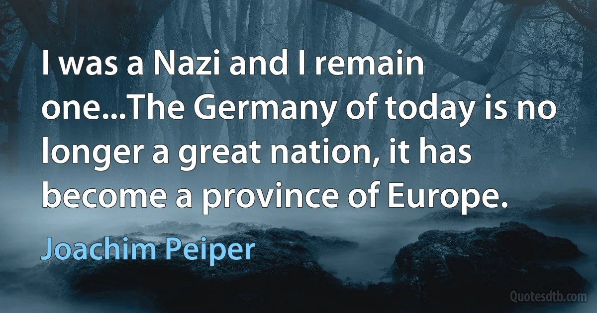 I was a Nazi and I remain one...The Germany of today is no longer a great nation, it has become a province of Europe. (Joachim Peiper)