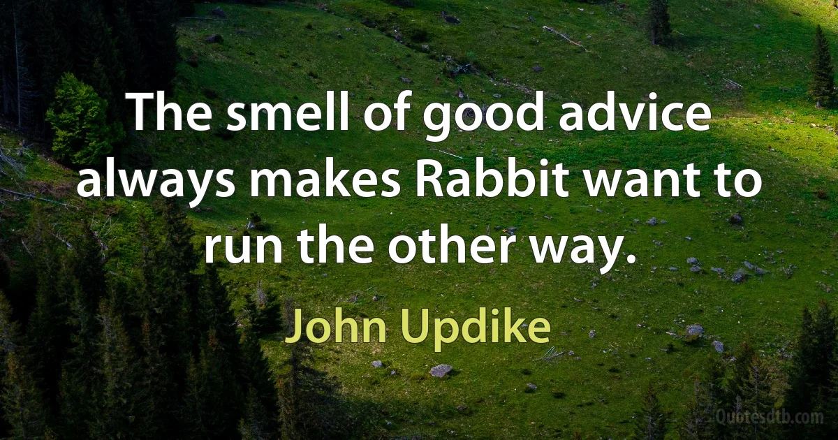 The smell of good advice always makes Rabbit want to run the other way. (John Updike)