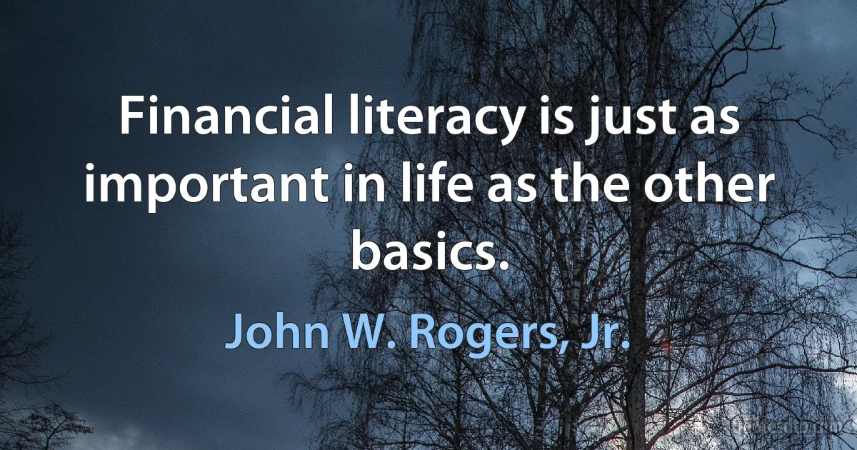 Financial literacy is just as important in life as the other basics. (John W. Rogers, Jr.)