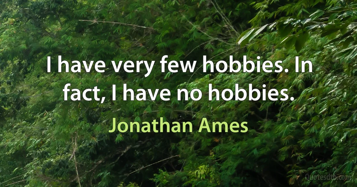 I have very few hobbies. In fact, I have no hobbies. (Jonathan Ames)