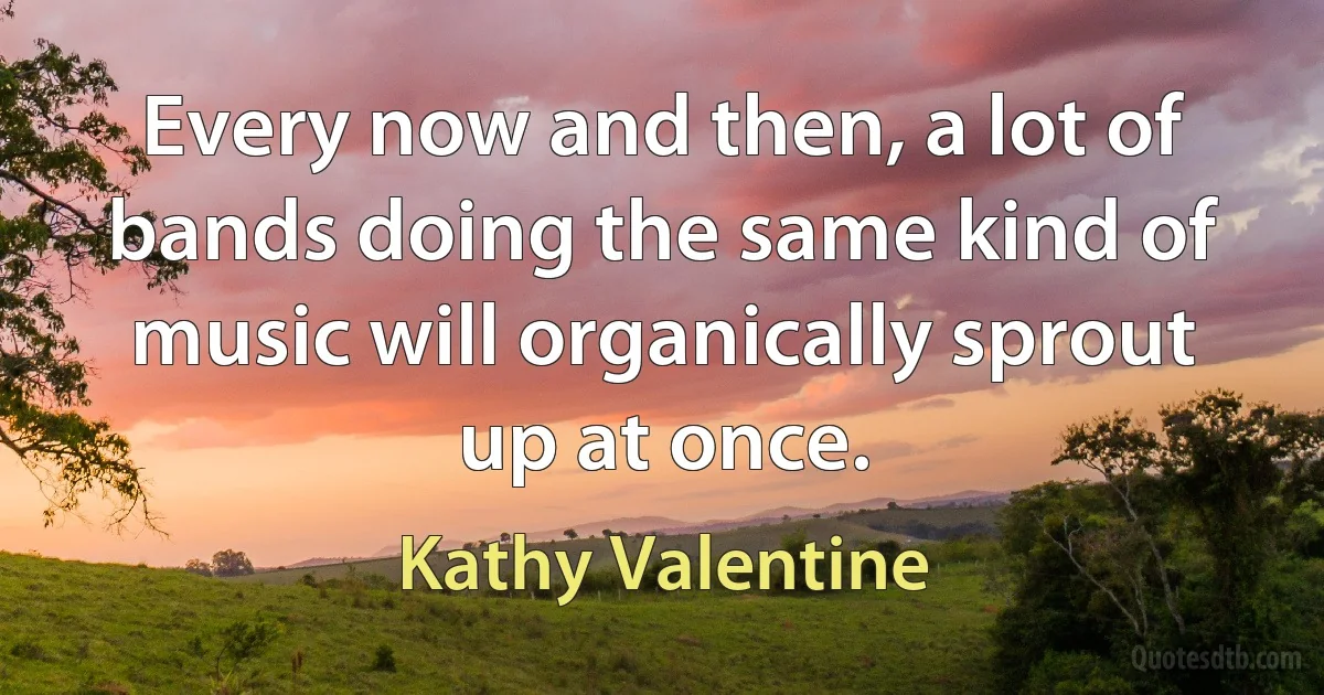 Every now and then, a lot of bands doing the same kind of music will organically sprout up at once. (Kathy Valentine)