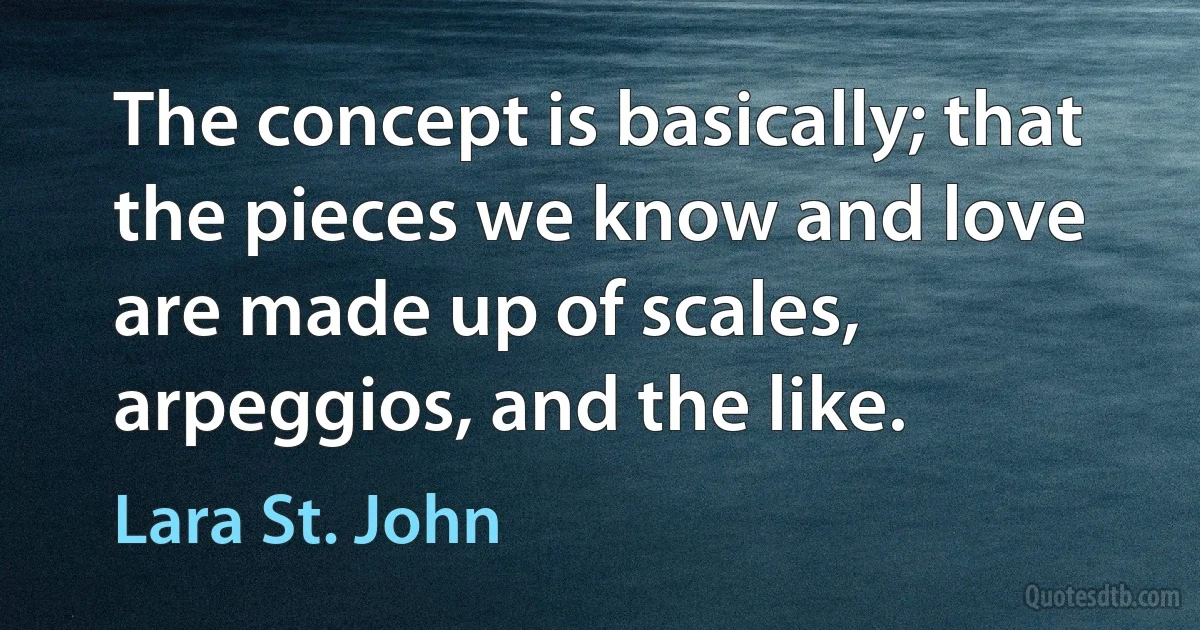 The concept is basically; that the pieces we know and love are made up of scales, arpeggios, and the like. (Lara St. John)