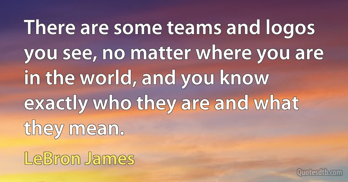 There are some teams and logos you see, no matter where you are in the world, and you know exactly who they are and what they mean. (LeBron James)