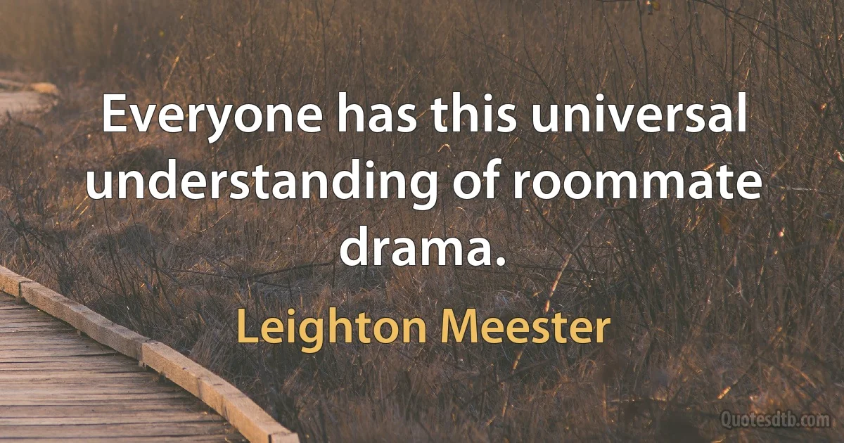 Everyone has this universal understanding of roommate drama. (Leighton Meester)