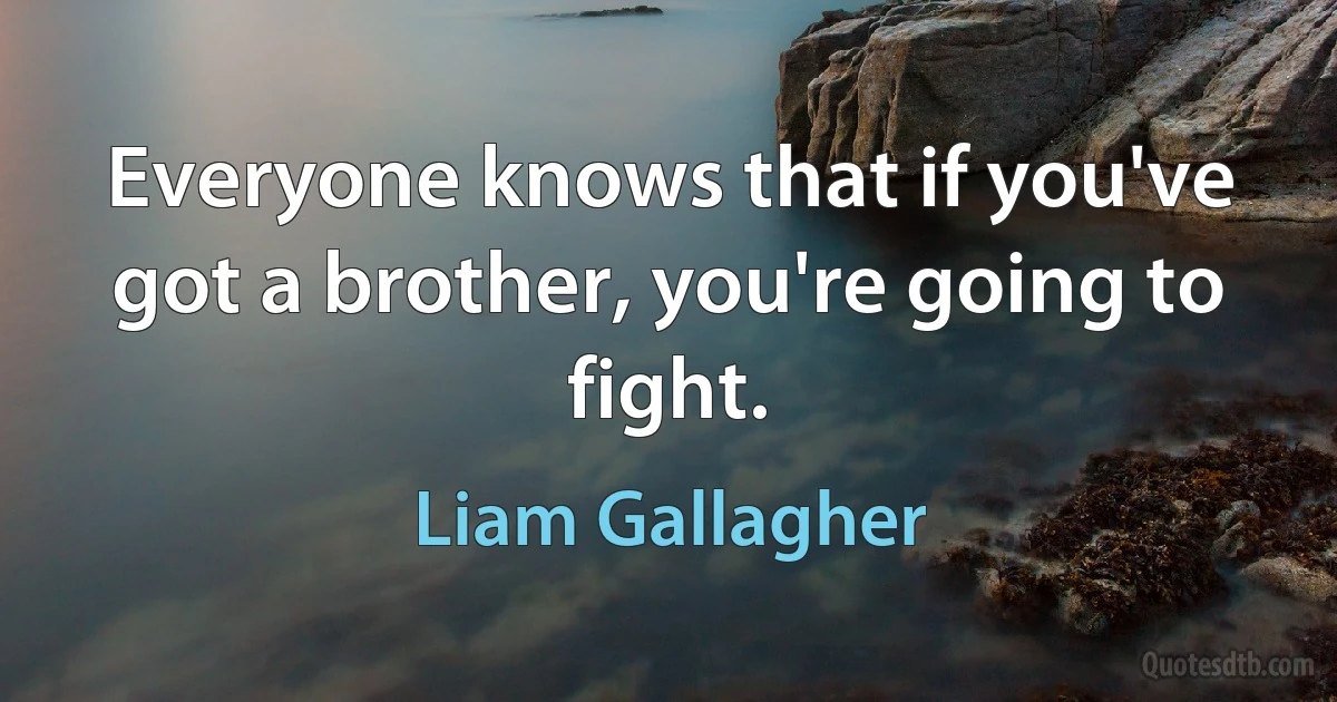 Everyone knows that if you've got a brother, you're going to fight. (Liam Gallagher)