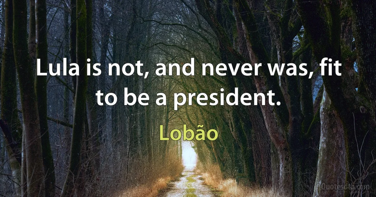 Lula is not, and never was, fit to be a president. (Lobão)