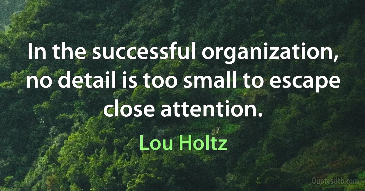 In the successful organization, no detail is too small to escape close attention. (Lou Holtz)