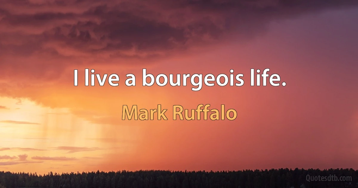 I live a bourgeois life. (Mark Ruffalo)