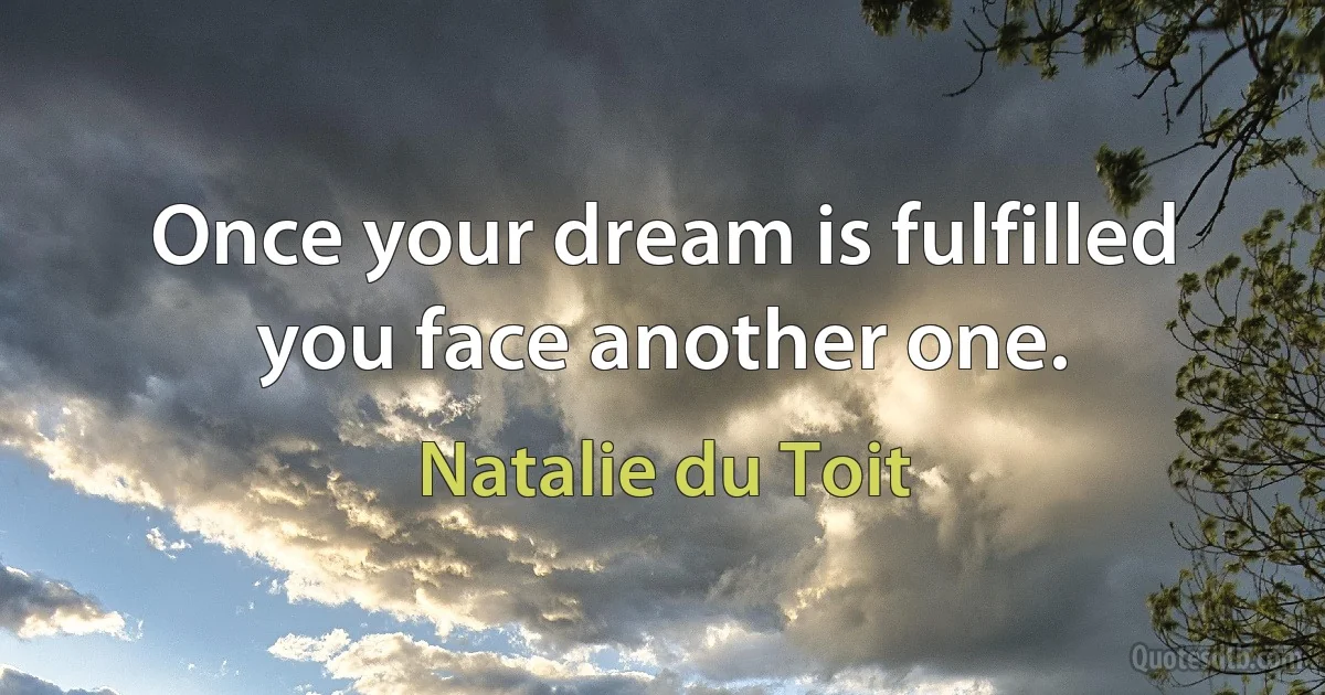 Once your dream is fulfilled you face another one. (Natalie du Toit)