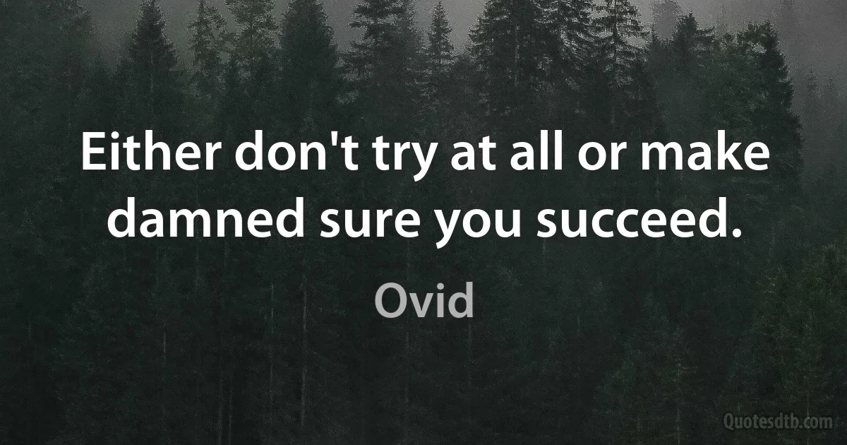 Either don't try at all or make damned sure you succeed. (Ovid)